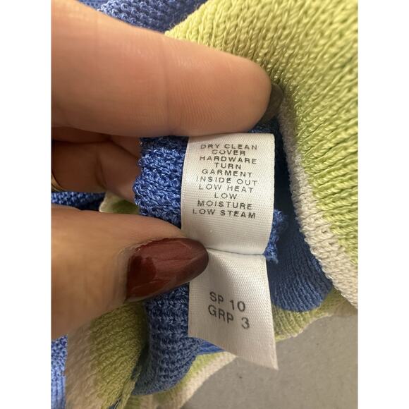 St John Yellow Label Santana Knit Sleeveless Top M Blue Green Wool Blend Preppy - Picture 10 of 13